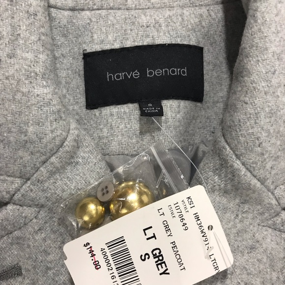 Harve Benard Wool pea coat jacket double breasted - Picture 4 of 8